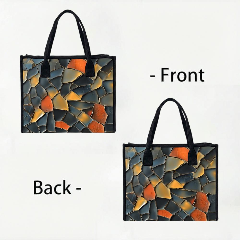 Mosaic Pattern Tote Bag Fashion Casual Large Capacity Shoulder Handbag for Daily Use