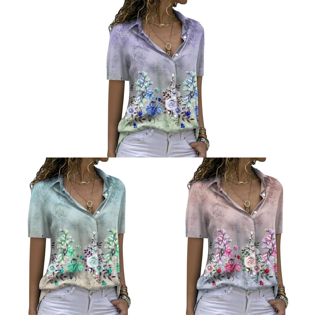Womens Fashion Fitted Short Sleeve Shirt With Mandarin Collar For Spring