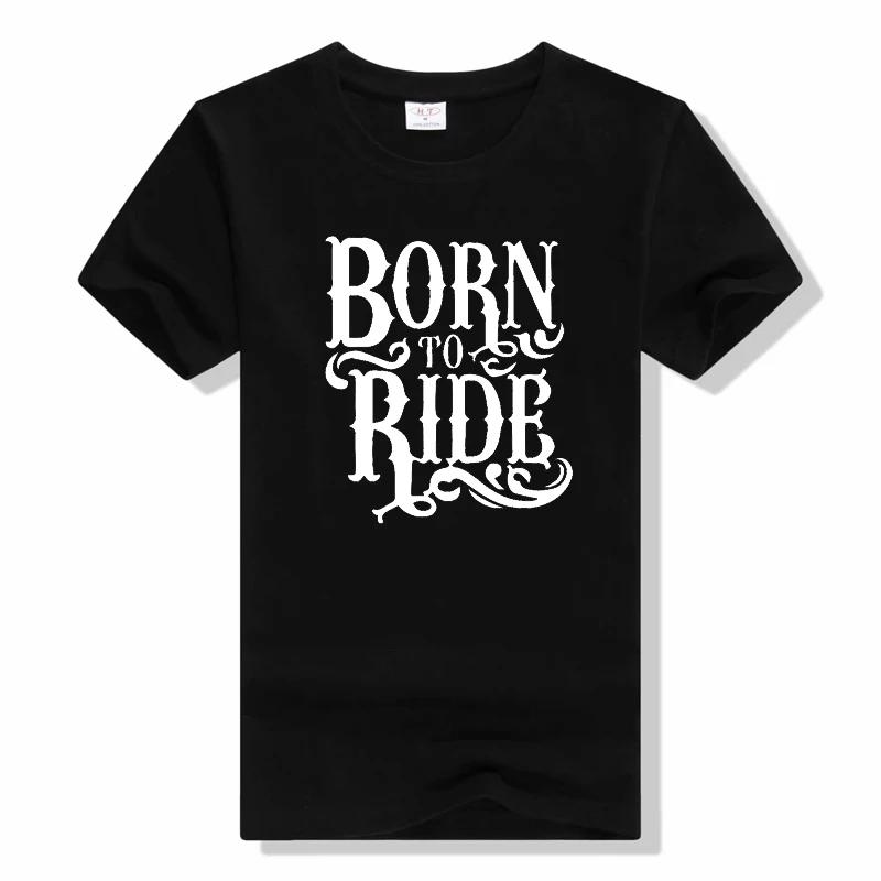 Новинка Футболка "Рожден кататься, вынужден работать" BORN TO RIDE Череп с коротким рукавом Дышащая футболка