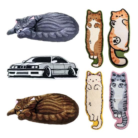 Плюшевый коврик с кошкой, милый мультяшный котенок, напольный коврик, противоскользящий, мягкий прикроватный коврик для спальни, гостиной, игровой комнаты, декор детской комнаты