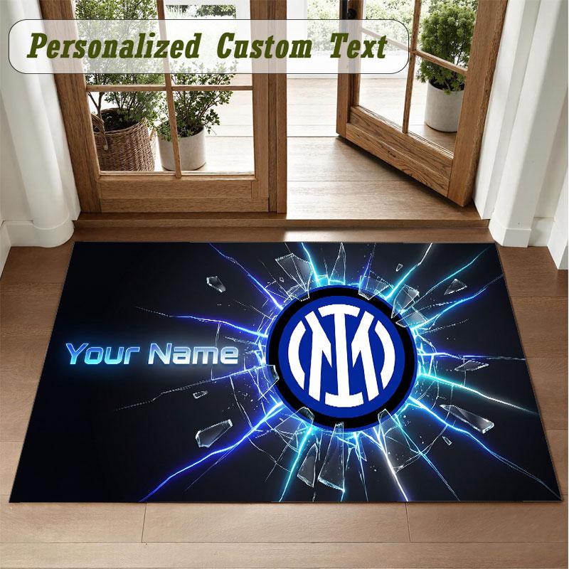 Crystal Velvet Square Rug Custom NameInter Milan Pattern Non Slip Home Floor Decor Rug