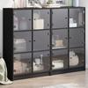 VidaXL Bookcase with Doors, Book Cabinet with Handles, Furniture with Interior Living Room Compartments, Modern, Black 3206511