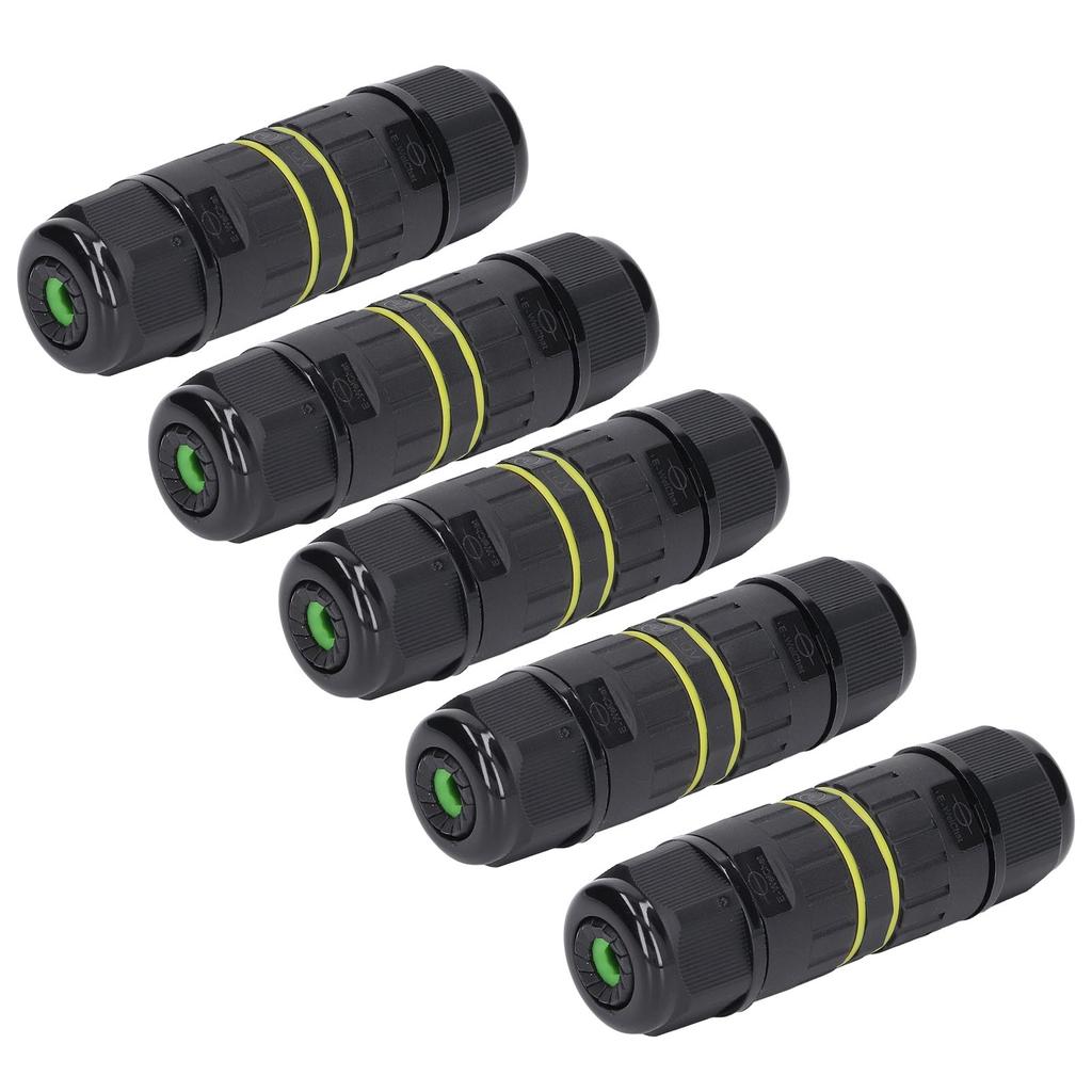 5PCS IP68 Waterproof Connector 3 Pin Straight Through Outdoor Power Connector for 9‑12mm