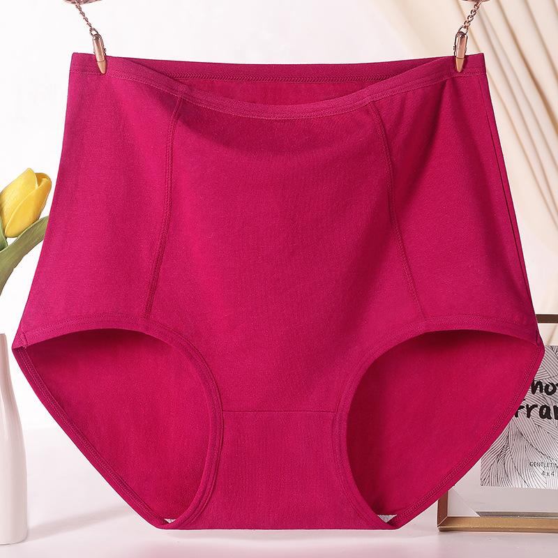Женские трусики с высокой талией красного цвета для женщин среднего возраста и пожилых людей, большие размеры