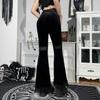 2021 Autumn Women Goth High Waist Hip Hop Flared Pants Female Sexy Lace Patchwork Harem Trousers Ladies Vintage Elegant Velvet Christmas Pants