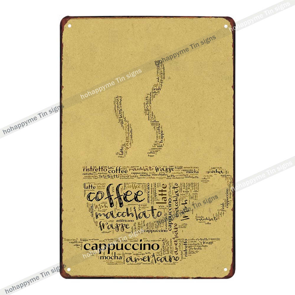 Coffee Metal Wall Art Poster Iron Painting Signs Vintage Decoration Cafe Bar Pub Club Plaque Home Decor Plates 20x30cm