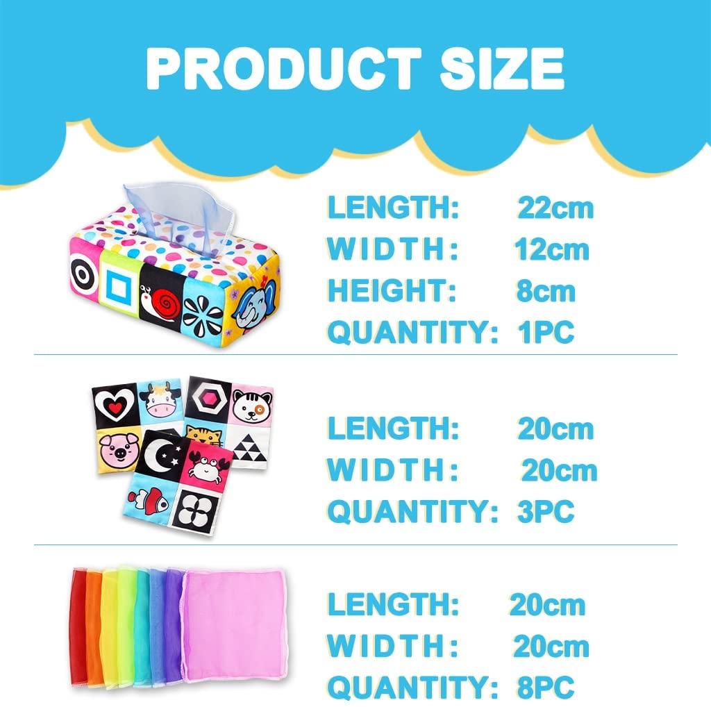 Волшебная коробка для салфеток, детская игрушка, мягкие сенсорные игрушки Монтессори для детей 0-6-12 месяцев, высококонтрастные детские игрушки для новорожденных, малышей, подарок для младенцев