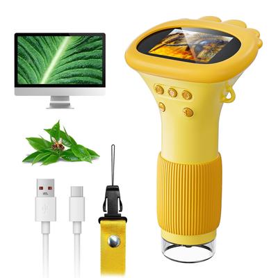 SKYBASIC Детский IPS 1000x Ручной Цифровой HD Мини USB Образование в области Компьютерных Наук Веселый Подарок на День Рождения Детский Желтый Микроскоп, 2-дюймовый Экран,