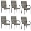 VidaXL Outdoor Stackable Chairs 6 Pcs Grey Woven Resin