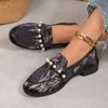 fashion Autumn New Women's Pumps Round Toe Low Heel Shoes for Women Slip on Anti-slip Loafers Outdoor Office Lady Pearl Platform Shoes
