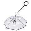 Pet Umbrella with Leash Transparent C Shape Comfortable Handle 27.56in Dia Dog Rain Umbrella for Outdoor Walking