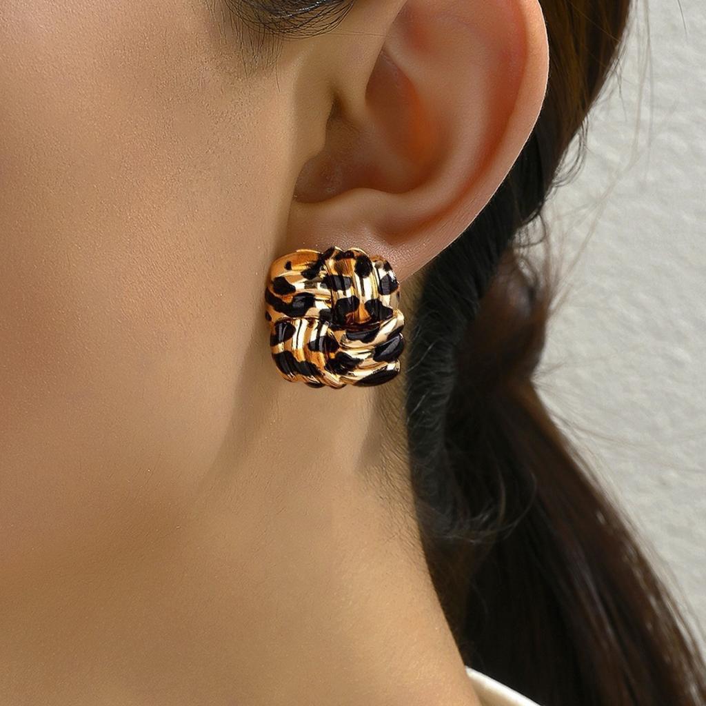 Модные серьги-квадраты с геометрическим леопардовым принтом для женщин AVE