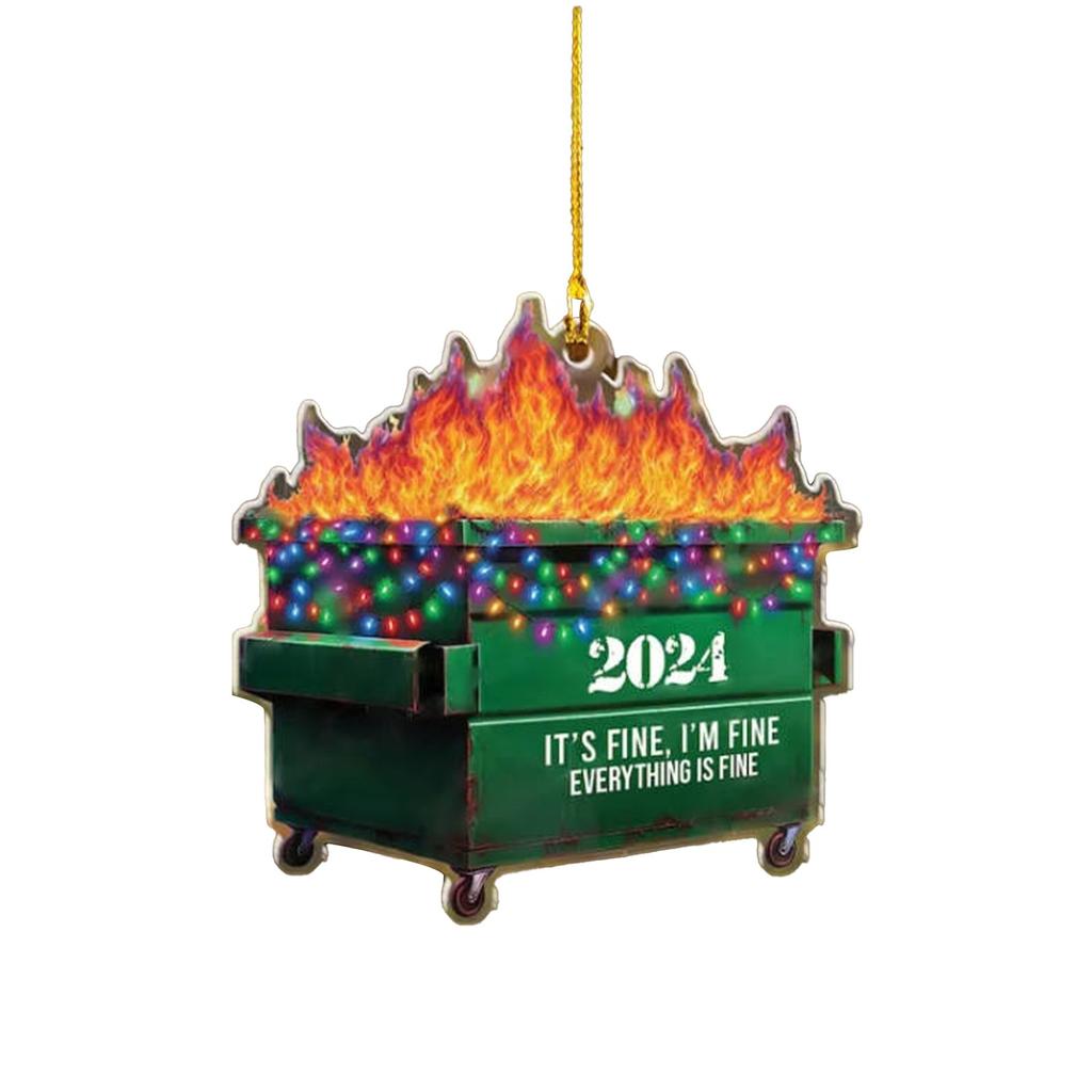 Плоский акриловый 2024 мусорный бак огонь украшения, забавные украшения для дома