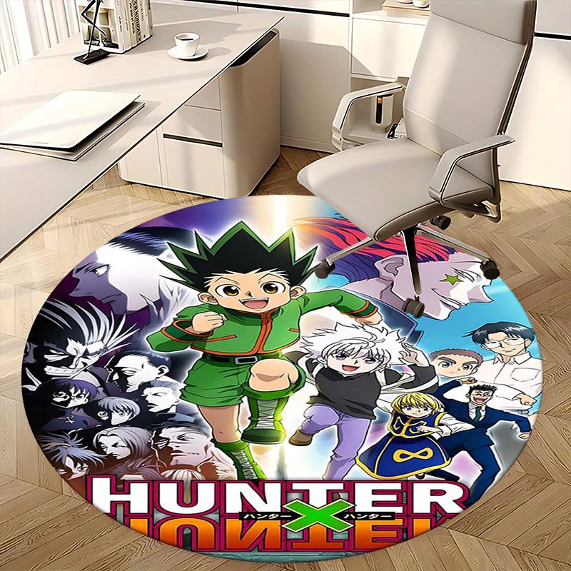 1 шт. Ковер с рисунком из аниме и мультфильма Hunter x Hunter, круглый, для коврика под офисное кресло, нескользящий коврик, подходит для домашнего декора, гостиной, спальни