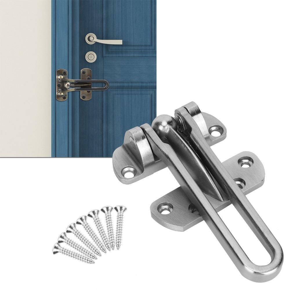 Brushed Nickel AntiTheft Lock Buckle Stainless Steel Swing Bar Door Lock  Front Door