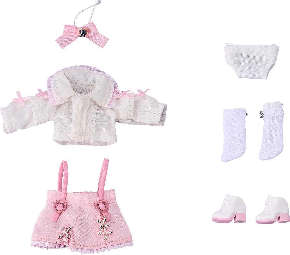 Nendoroid Doll Outfit Set Skirt with Suspenders Set White Pink &
