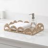 Scalloped Edge Handwoven Storage Basket Rectangular Fruit Basket Desktop Organizer  Bedroom