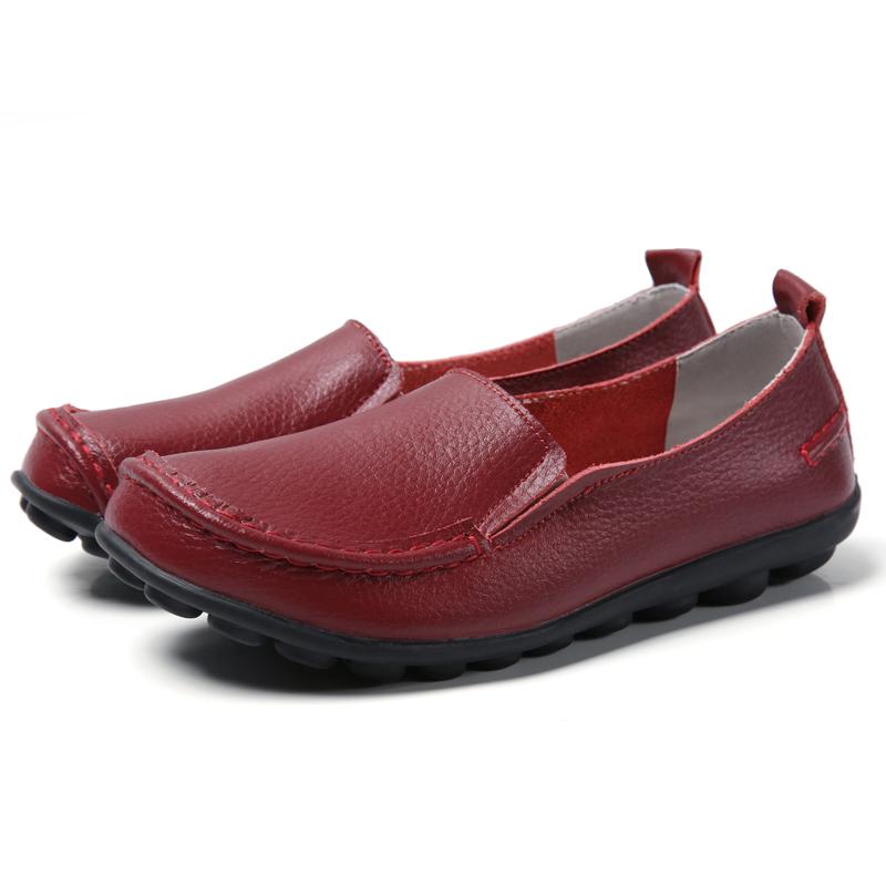 Women Flats Genuine Leather Fashion Footwear Women Shoe Moccasins Shoes Women Slip On Flat Shoes Soft Plus Size Tenis Feminino