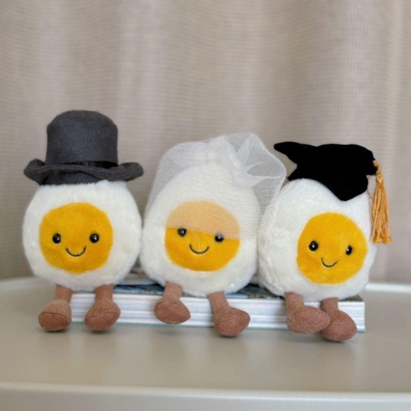 Adorable Plush Boiled Egg Graduation Gift With Cap For Friends And Classmates