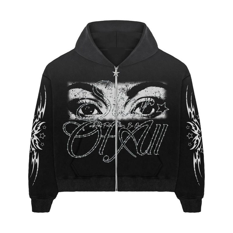 3D Print Zip Up Hoodie Long Sleeve Streetwear Vintage Sweatshirt Teens