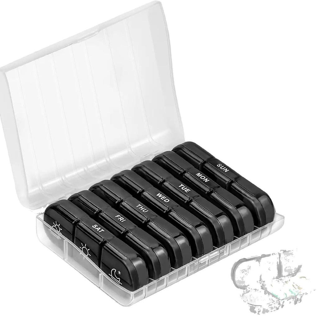 Новый портативный органайзер для лекарств с 21 ячейкой, черный: Еженедельная Коробка Пилюли