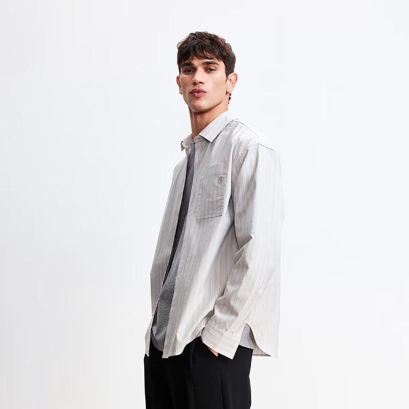 Jack&Jones Мужская полосатая рубашка с длинным рукавом и отложным воротником