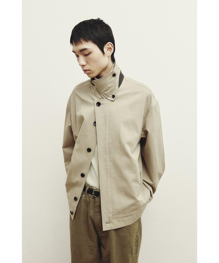 Youth Leather Trim Cotton Jacket - Beige