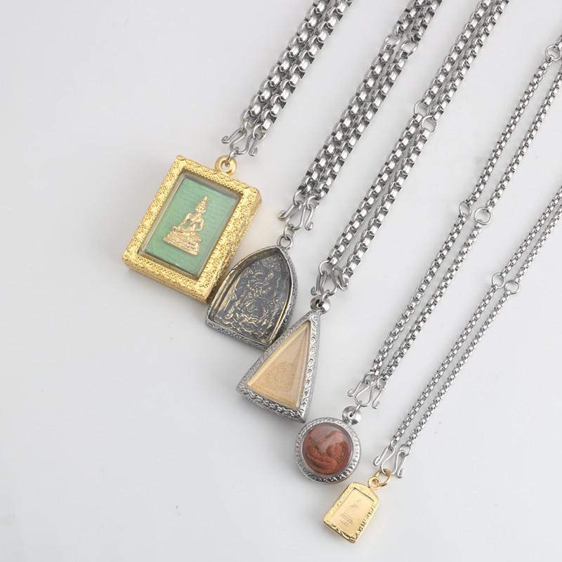 Подвеска-амулет из нержавеющей стали Гуань Гун и Будда Гуаньинь с цепочкой, мужской и женский амулет из титановой стали, 5 или 6 подвесок