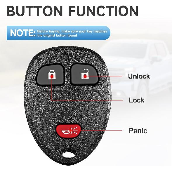 Key Fob Replacement Fits for Chevy Silverado 1500 2500 Tahoe Suburban Avalanche Equinox GMC Sierra Acadia Yukon XL 2007 2008 2009 2010 2011 2012 2013
