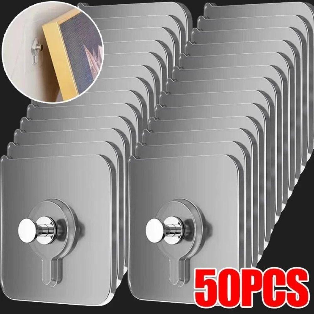 10-50Pcs Strong Adhesive Self-Adhesive Hook Transparent Screw Hooks for Photo Frame Clock
