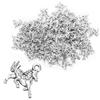 100pcs Vintage Alloy Pendant Perforated DIY Jewelry Supplies Horse Pendant  Crafts Making