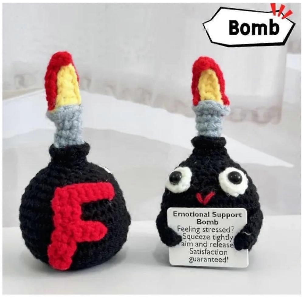 Crochet F-Bomb, Emotional Support Bomb with Positive Card,Positive Knitting Doll