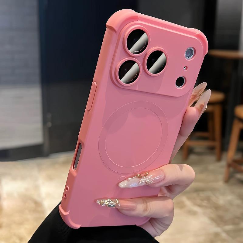 Магнитный ударопрочный силиконовый бампер Чехол для телефона Для iPhone17 16 15 14 13 12 17ProMax Plus Для Magsafe Беспроводная зарядка Чехлы Обложка