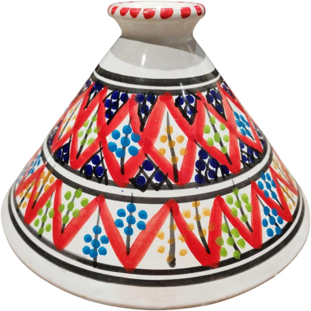 Handmade Tunisian Red Tagine – Traditional Ceramic Cookware for Fire or Oven – 22cm, Perfect for Fish, Poultry, Meat, and Vegetables