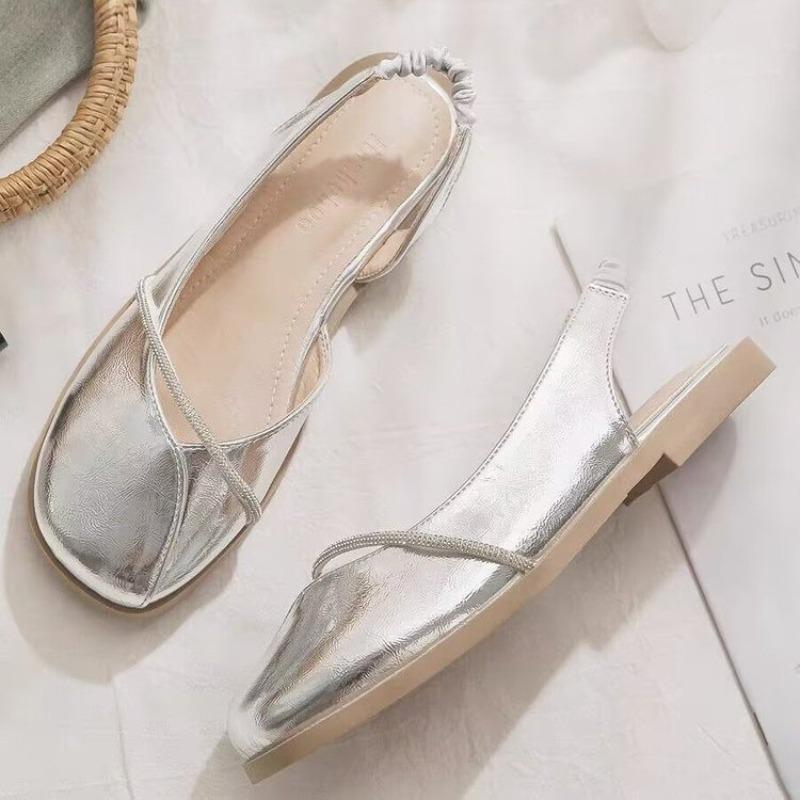 Мода 2025Французские Массивные Модные Летние Нового Стиля Популярные С Круглым Носком Повседневные Туфли Джейн Женские Дизайнерские Кожаные Сандалии