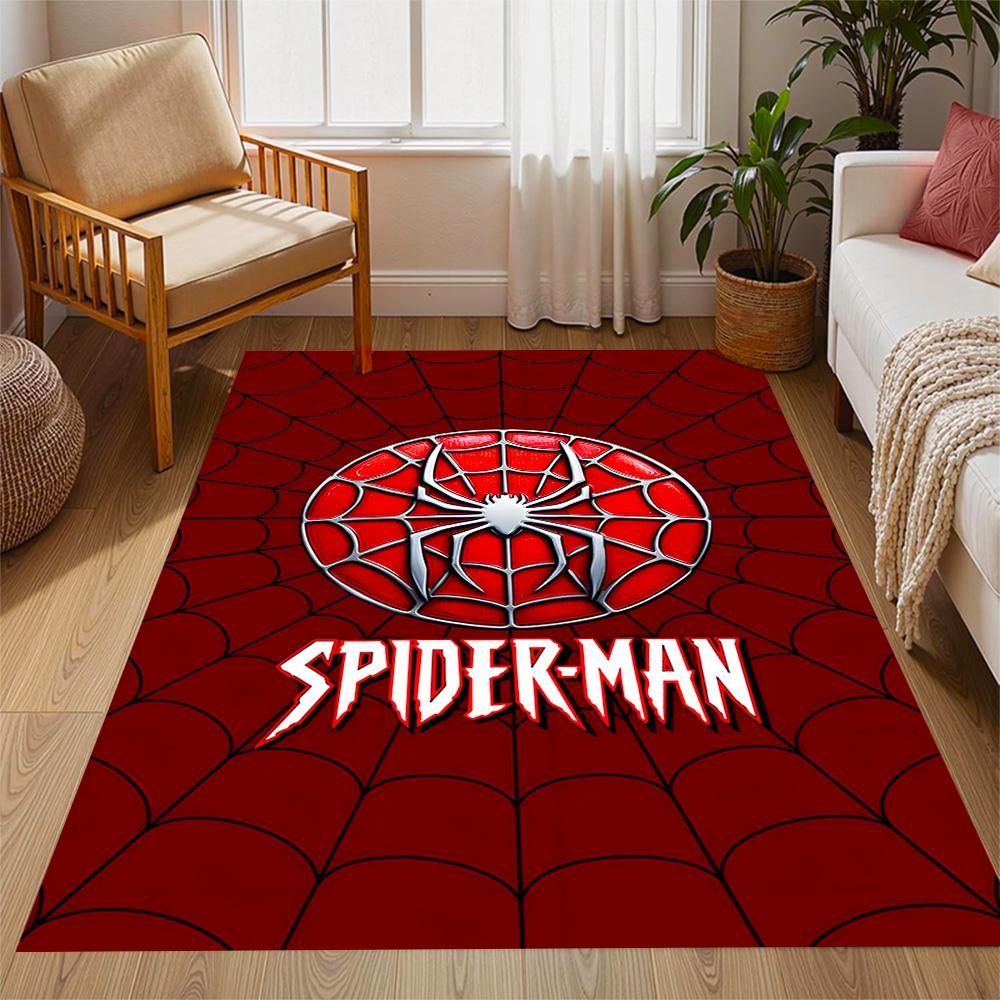 Spider-Man Red Background Non-Slip Rug - Polyester, Home Decor, Suitable for Bedrooms, Living Rooms, Entryways, and Studios