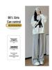 Petite Sporty Wide Leg High Waist Pants - Women's Casual Spring/Autumn Drapey Style