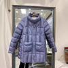 FASHION белая куртка на утином пуху женская средней длины зимняя новая свободная легкая резиновая воротник-стойка модная повседневная куртка