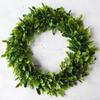Artificial Boxwood Wreath Door Decor Rustic Farmhouse Style Plastic Floral Ring Wall Hanging