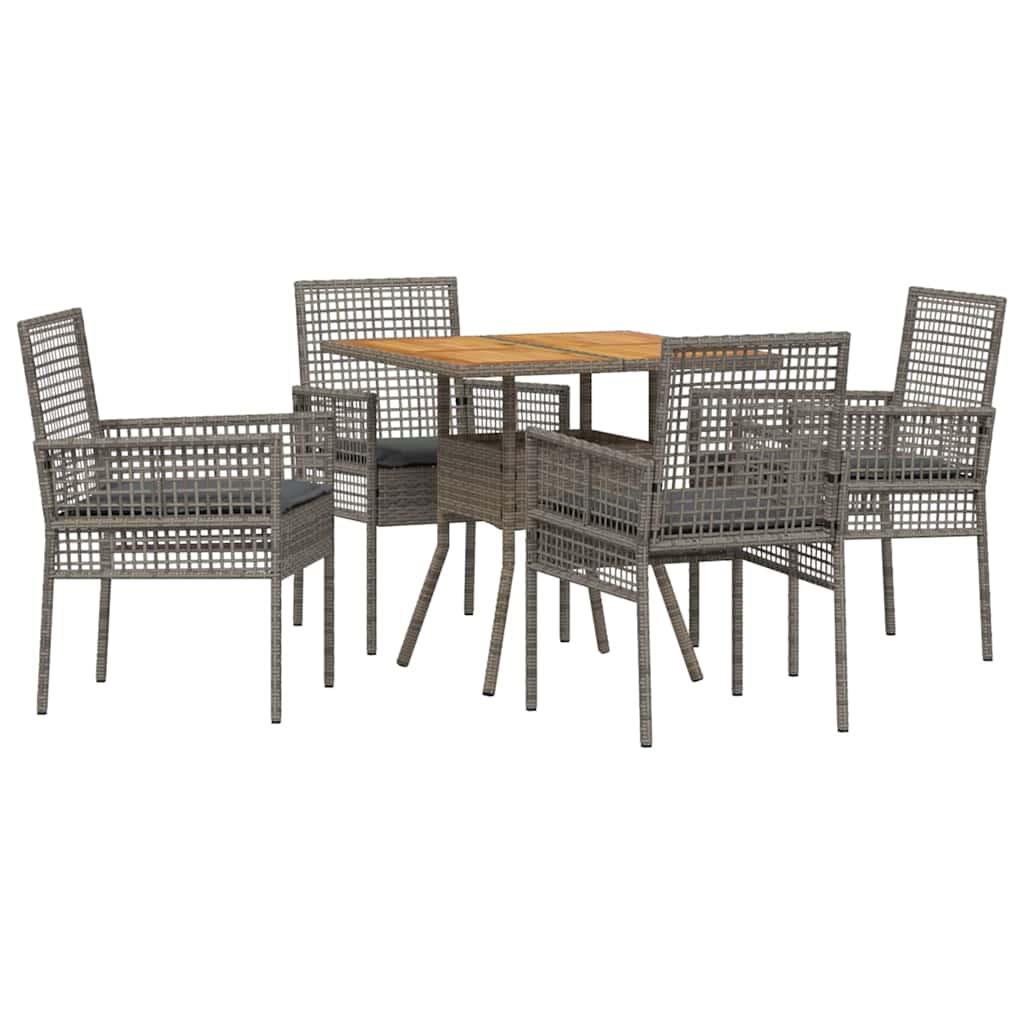 Garden Dining Set 5 pcs Grey Poly Rattan