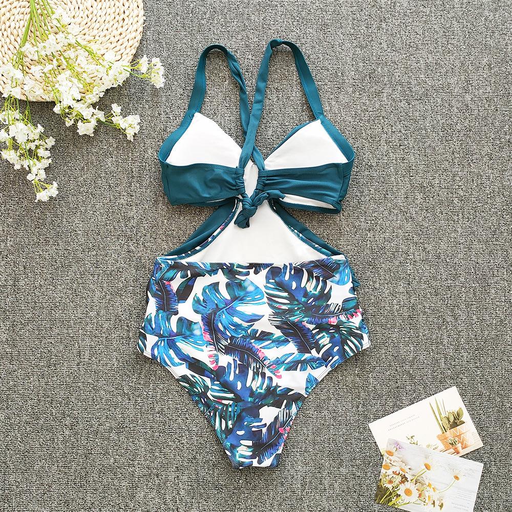 Цельный купальник-танкини с лямкой на шее, большие размеры, бразильский пляжный купальный костюм с пуш-ап, боди с высокой талией, монокини, бикини