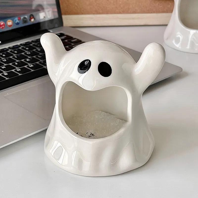 Creative Ghost Ceramic Ashtray Dormitory Home Living Room Gift For Boyfriend Personalized Gifts Cute Home Decor YLE434
