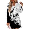 Women's Fashion Floral Print V-Neck Long Sleeve  Dress