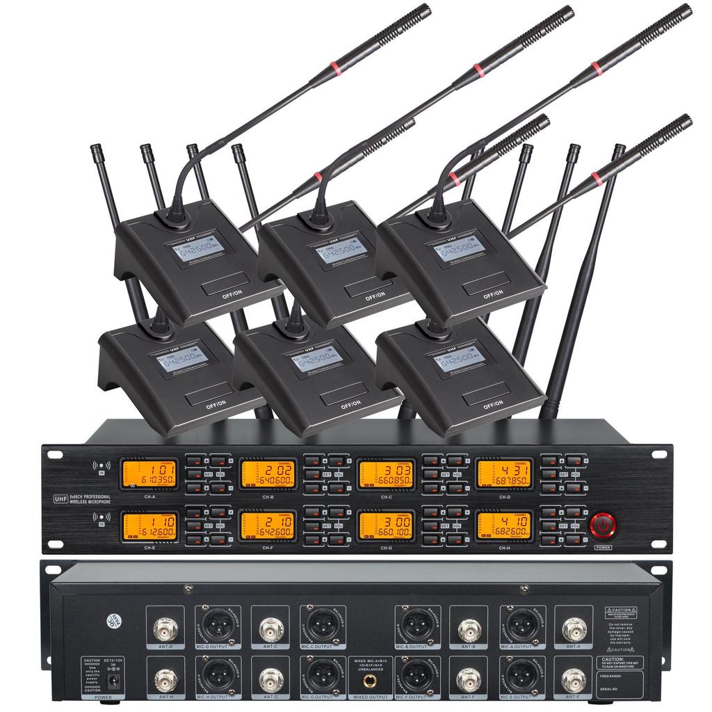 Wireless One-to-Eight Conference Microphone System