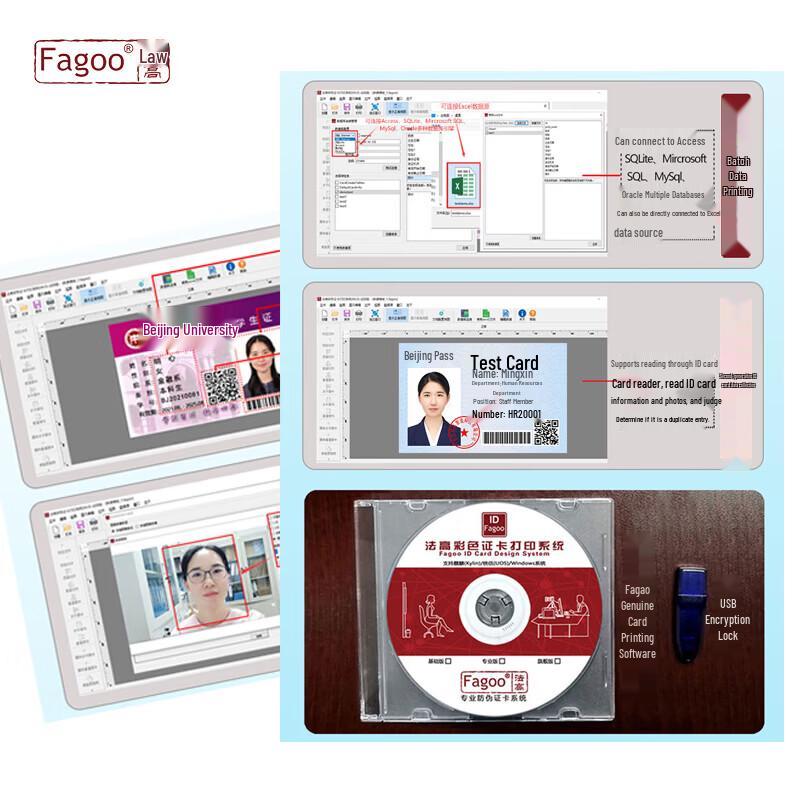 Fagoo P6300 Dual-Sided Retransfer ID Card Printer CN plug (adapter included)