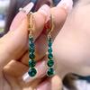Корейские серьги-подвески с зеленым хрусталем для женщин, модные геометрические серьги с кисточками из страз, модные украшения для девочек на вечеринку