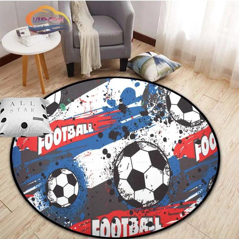 Ковер с изображением футбола, украшение для гостиной, круглая кровать, стул, коврик для дома, входная дверь, дети
