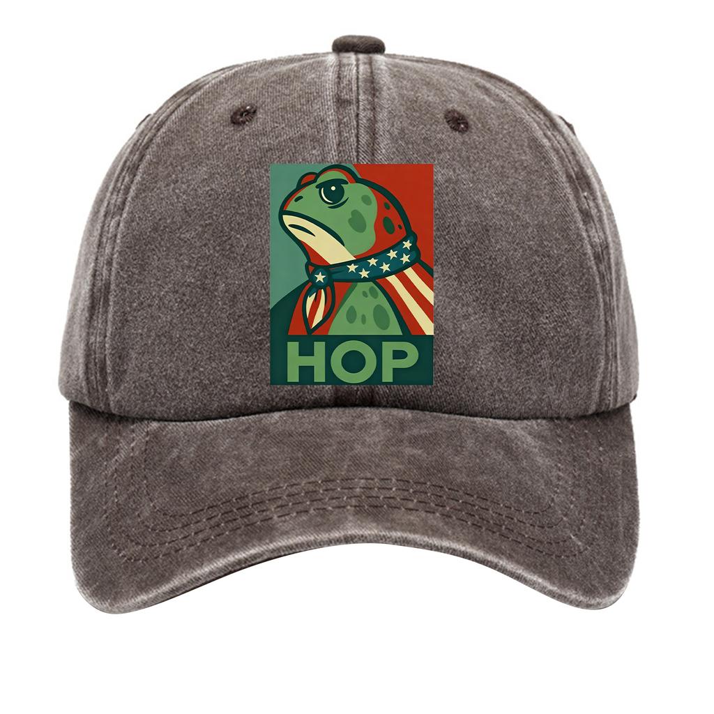 Men's Washed Cotton Baseball Cap With Printed Distressed Soft Top Denim Hat, Vintage Hat