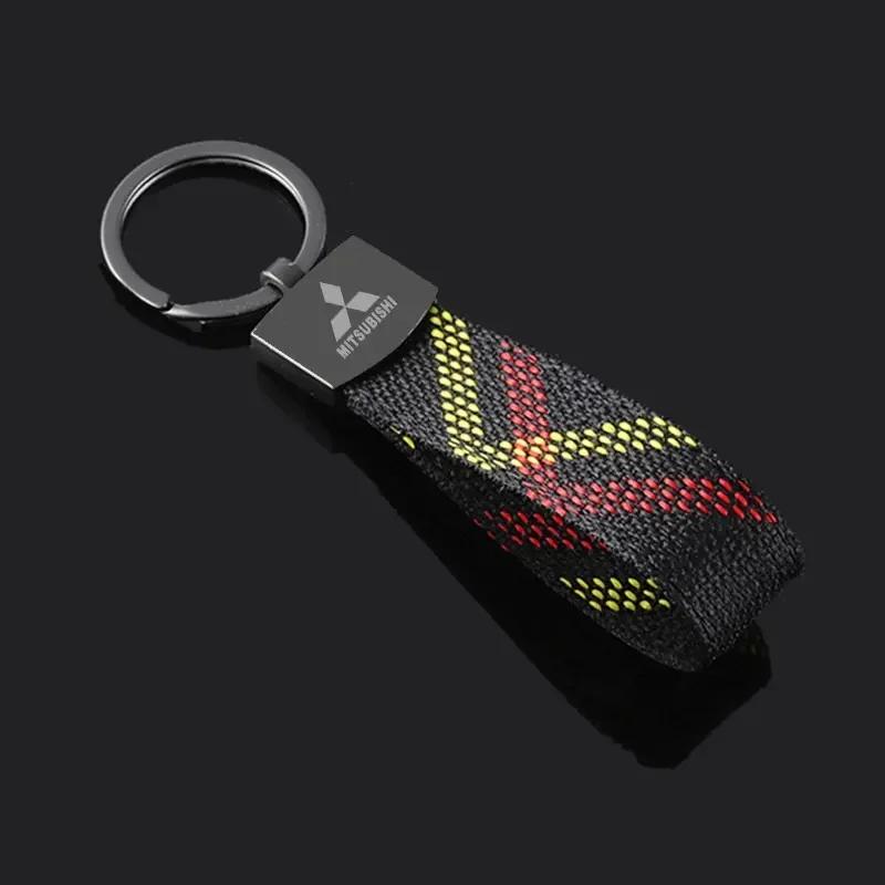 Oxford Webbing Car Key Chain Keychain Buckle Key Ring for Mitsubishi ASX Ralliart Outlander Lancer 9 Pajero Eclipse Galant
