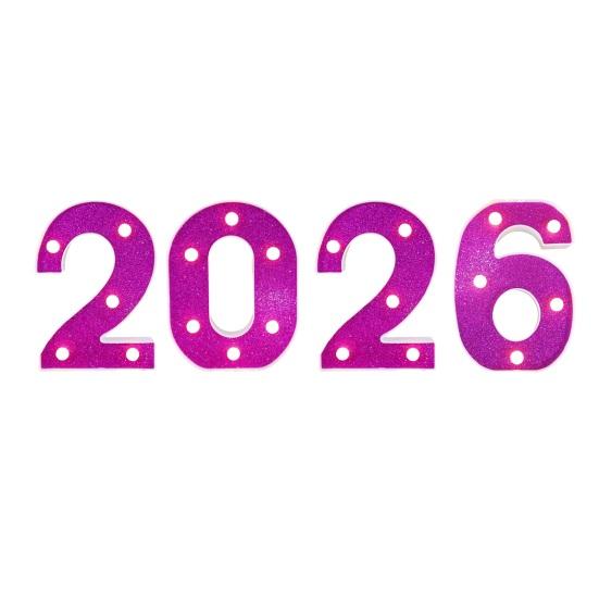 Светящиеся цифры 2026 Большие светодиодные цифры для маркировки, работающие от батареек, буквенный знак для Нового года, выпускного вечера, свадебного декора стола